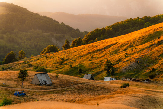 Majestic limestone cliffs of Mount Lebrsnik on the border of Bosnia and Herzegovina and Montenegro, scenic mountain landscape in the Dinaric Alps.