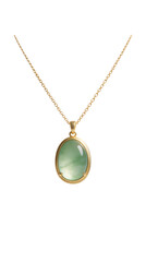 [Transparent Background PNG]Green Jade Pendant Necklace on Gold Chain