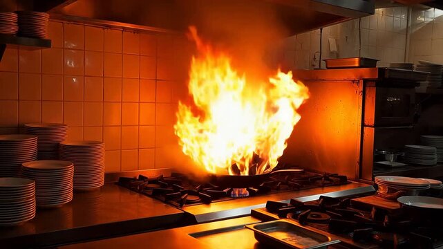 Kitchen Fire on Stove
