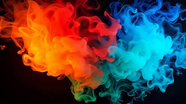 Colorful smoke patterns on black background