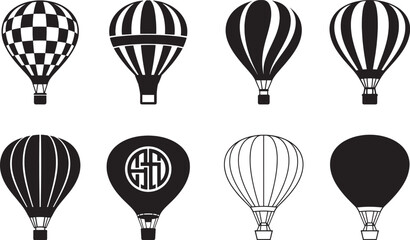 Naklejka premium Hot Air Balloon Symbols Travel And Adventure Vector