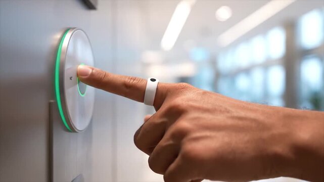 Person Interacting with Touch Sensitive Button.