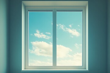 Fototapeta premium Serene window view of a clear sky