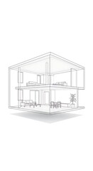 Modern house cross-section interior design.