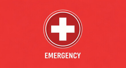 Obraz premium Emergency medical symbol with white cross on red background for urgent care and assistance