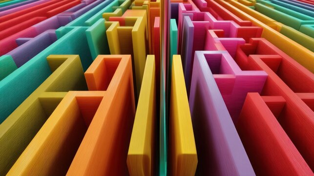 Colorful 3 d maze illustration