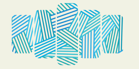 Fototapeta premium Abstract composition with blue and green diagonal stripes creating a dynamic pattern.