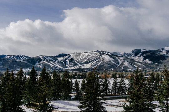 Park City mountains, fluffy clouds