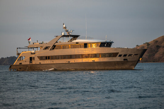 a luxury passenger vessel anchored at Komodo national park