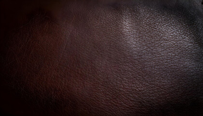 Fototapeta premium Close-up texture of rich, dark brown leather with visible grain and subtle scratches