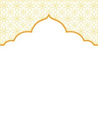 Eid Al Fitr Mubarak Islamic Background with Crescent Moon, Lantern and Mosque Silhouette &ndash; Golden Luxury Design