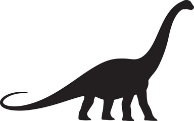 Black silhouette of a diplodocus dinosaur. © nazar12