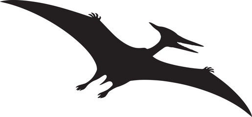Black silhouette of a pterodactyl dinosaur. © nazar12