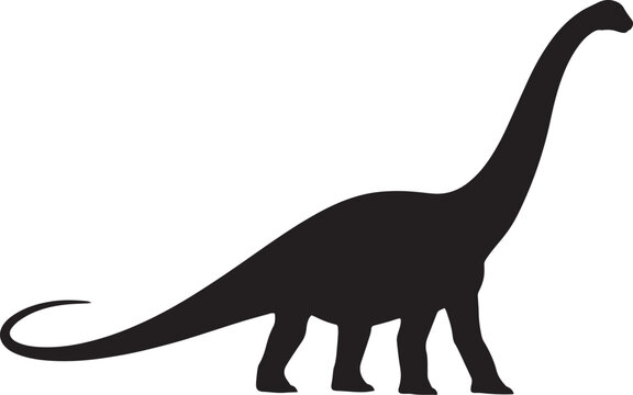 Black silhouette of a diplodocus dinosaur.