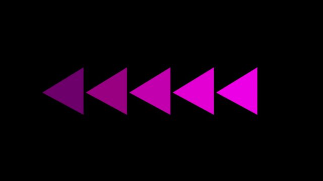 Purple arrow pointing to the fast backward animation. Previous arrow motion graphics indicator bottom. Minimalist Purple colored designed redo arrow doing direction digital information.