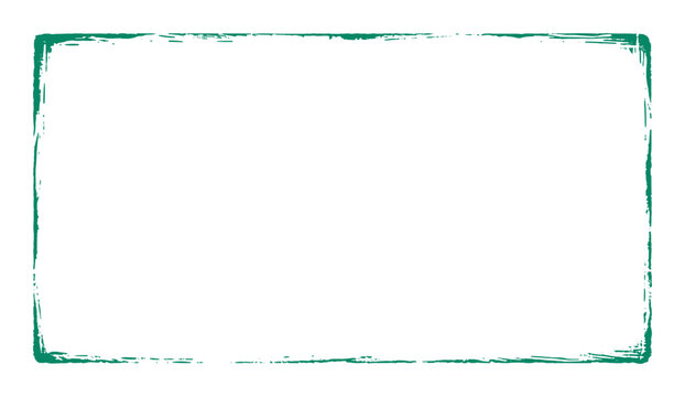 Green hand-drawn rectangle border with distressed texture on transparent background