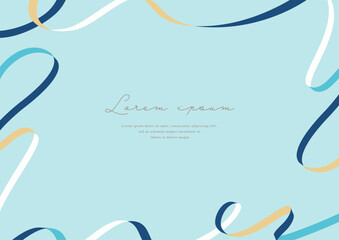 Refreshing Summer Blue Ribbon Frame - Abstract Wavy Border Background 