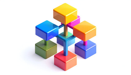 Obraz premium Colorful isometric blocks forming abstract structure vibrant graphic design element