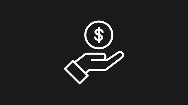 Minimal flat vector animation of a hand holding and presenting cash money with smooth modern motion and clean design. Financial transaction concept ideal for banking, payment, investment, business sup