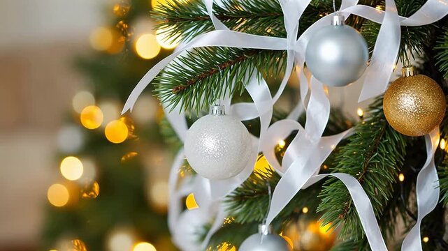 Christmas tree with ornaments and lights