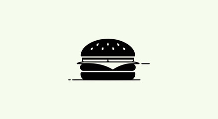 Fototapeta premium Minimalist Black Burger Icon on Light Background - Fast Food Graphic