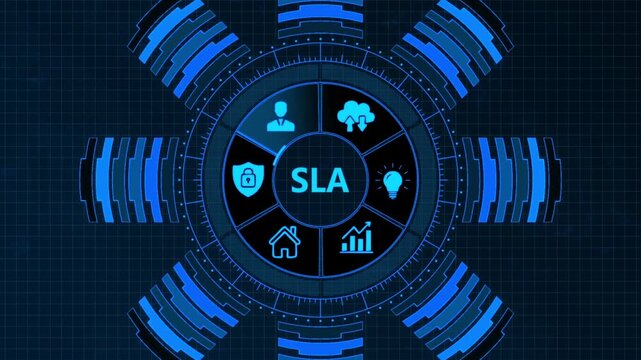 Service Level Agreement S L A Technology Concept with Blue on Dark Background Grid software business