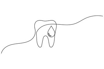 Obraz premium Teeth Continuous One Line Drawing Minimalist Dental Care Outline vector Illustration