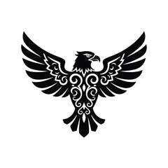 Fototapeta premium Black eagle illustration on white background isolated on white background vector