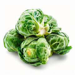 Fototapeta premium Fresh Brussels sprouts isolated on white background macro food photography
