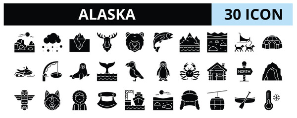 30 Alaska Glyph Banner Web Icon Set Vector Illustration ©  karyative