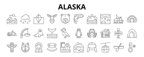 30 Alaska Line Banner Web Icon Set Vector Illustration ©  karyative