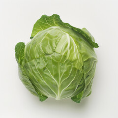 Fototapeta premium Fresh green cabbage isolated on white background macro food photography