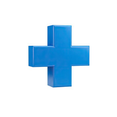 Obraz premium 3d blue cross symbol medical healthcare sign icon isolated on transparent background