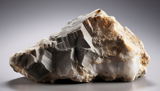 Specimen Of Mineral Magnesite On Gray Background