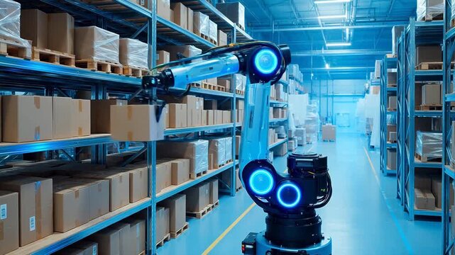 Robot arm in warehouse