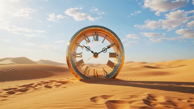 Large ornate clock in desert