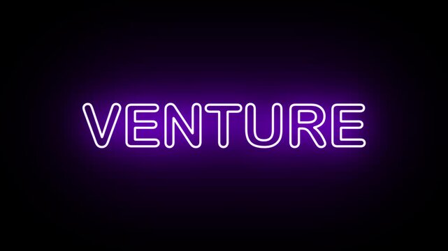 Neon, Glowing, Colorful Venture animation. venture neon text motion. Flocker text 4k video.