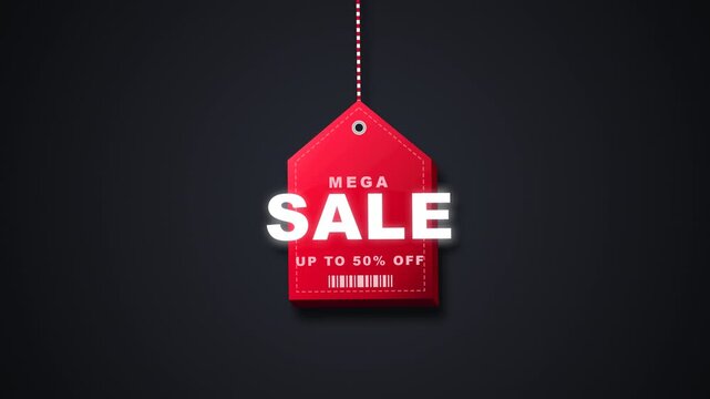 Mega Sale Red Tag Swinging Promotions Up To 50 Percent Off Shopping Event Discount Announcement