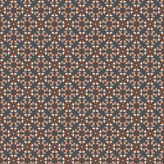 Fototapeta premium Modern abstract geometric mosaic pattern Simple geometrical decorative grid, tiles Minimalistic orange, peach and gray colors