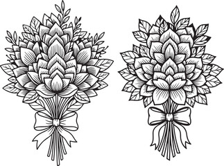 Fototapeta premium Seamless hand drawn floral vector illustration of black vintage nature sketch flowers with garden leaves for a wedding pattern decoration design