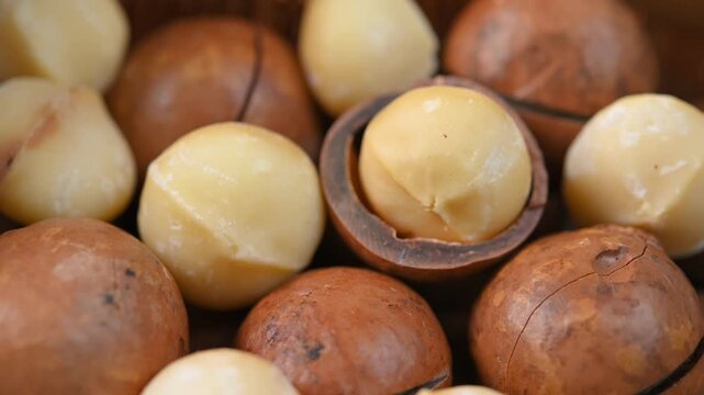 Dried macadamia nuts on the table.