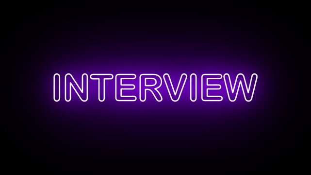 Neon, Glowing, Colorful Interview animation. interview neon text motion. Flocker text 4k video.