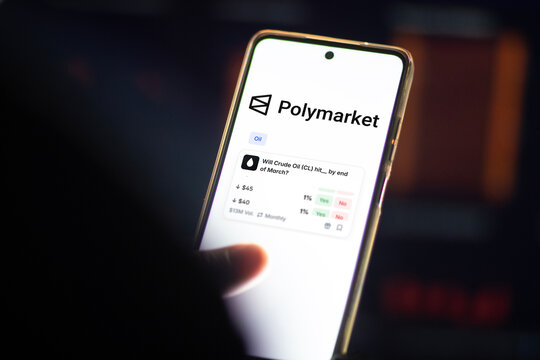 Polymarket application on a phone 