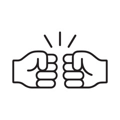 Fototapeta premium Fist Bump Greeting Line Icon Vector On White Background