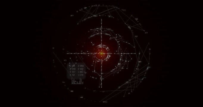 Technical HUD interface element designed for overlays on cybersecurity and network analysis footage. Featuring complex data readouts, scanning circles, and technical analysis graphics.