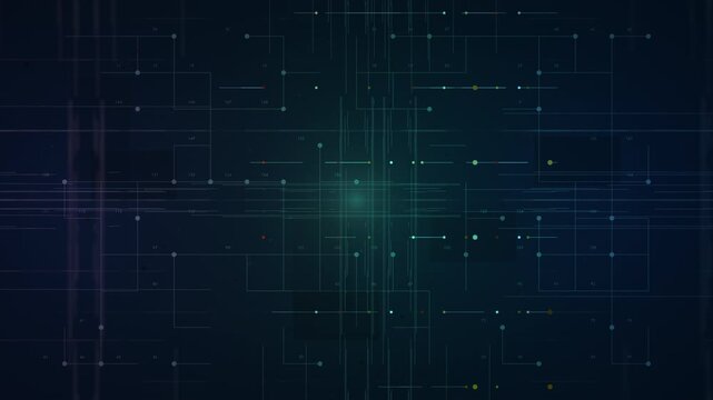 Complex digital interface represents systemic data flow with cloud servers and software development environments. Ideal for visualizing complex IT infrastructure and backend processing.