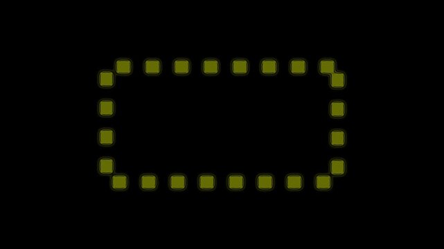 Yellow dashed border frame animation. Digital dashboard interface element for attention, caution, or futuristic framing.