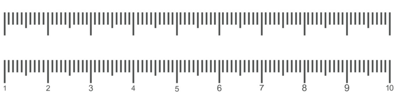 Measuring scale, marking for ruler, thermometer scale, marks for tape measure. Vector illustration