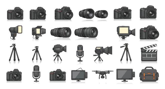 camera photography equipment set vector