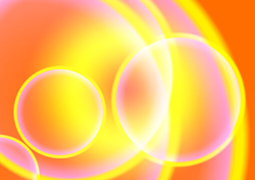Vibrant Yellow Orbs on Orange Background.